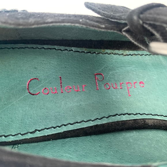 COULEUR POURPRE Suede Mary Jane Wedges - Picture 2 of 8